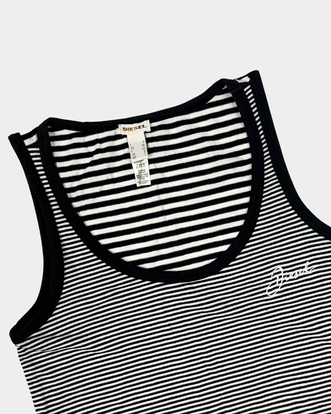 Diesel Striped Tank Top w/ Embroidered Logo