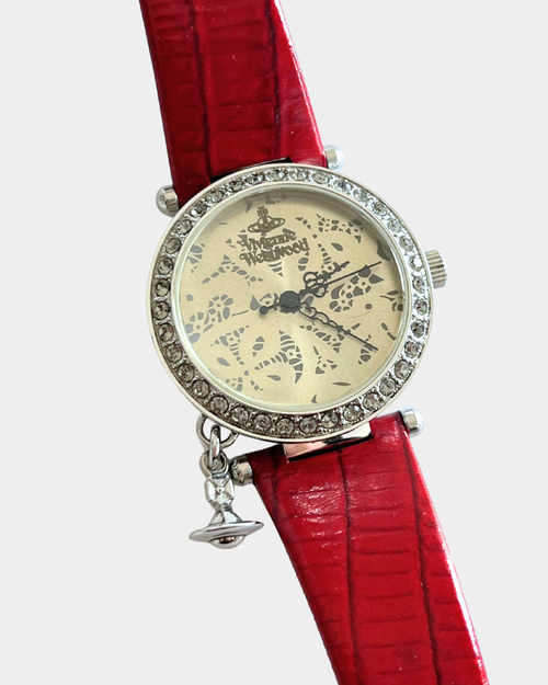 Vivienne Westwood Red Leather Strap Quartz Watch